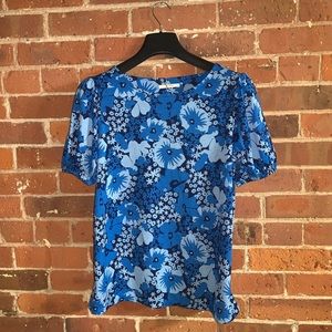 TU Woman 🇬🇧 Size 8 Blue Floral Short Sleeve Blouse